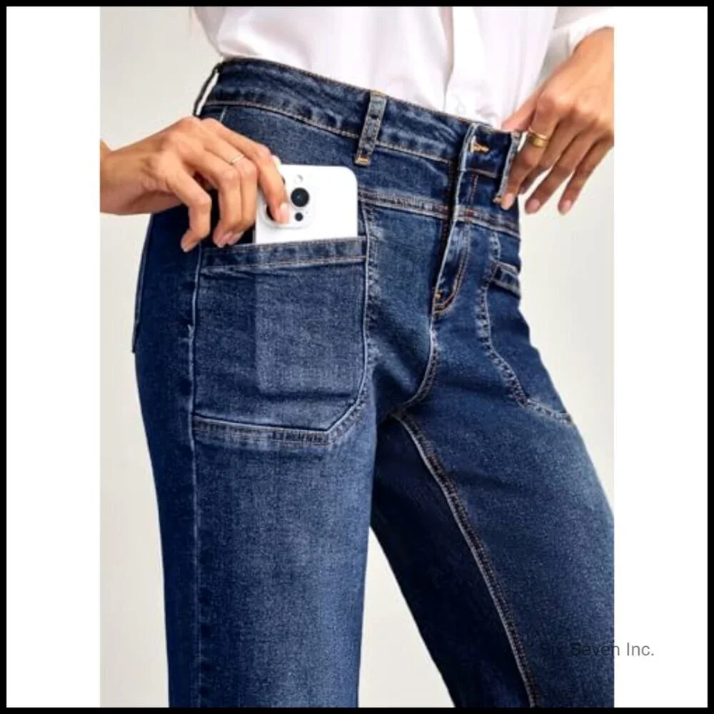 Wide Leg Bootcut Jeans High Waisted Stretchy Denim Trendy Y2K Chic
